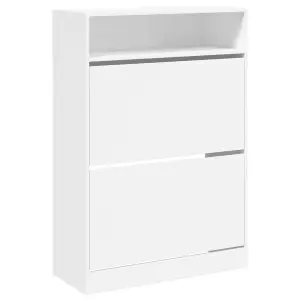 Berkfield Shoe Cabinet with 2 Flip-Drawers White 80x34x116 cm