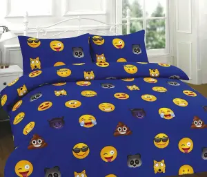 Duvet Cover Set Ikon Emoji Reversible Kids Printed Quilt Cover Bedding Set