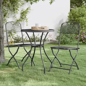 Berkfield Folding Garden Chairs 2 pcs Expanded Metal Mesh Anthracite