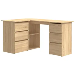 Berkfield Corner Desk Sonoma Oak 145x100x76 cm Engineered Wood