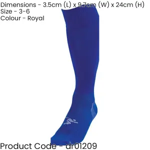 JUNIOR SIZE 3-6 Pro Football Socks - ROYAL BLUE - Ventilated Toe Protection