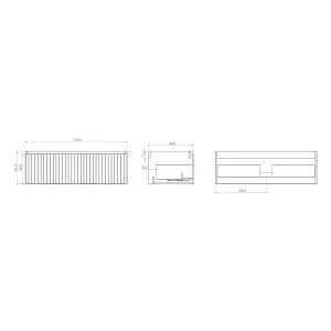 Banyetti Linea Matt White Ribbed Wall Hung Vanity Unit 1000mm x 390mm