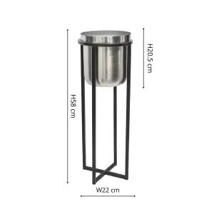 Calla Planter & Stand Black/Pewter H58CM D22CM