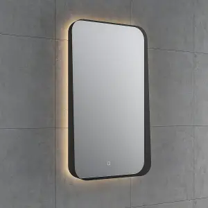 Vermont LED Illuminated Black Bathroom Backlit Mirror (H)900mm (W)500mm