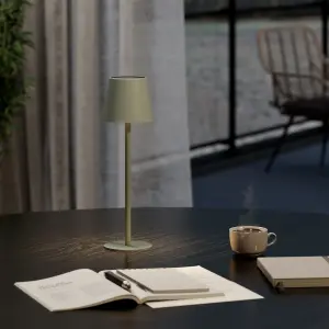 GoodHome Quelea Matt Green Rechargeable Integrated LED Table lamp