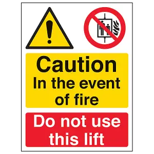 Event Of Fire Do Not Use Lifts Sign - Adhesive Vinyl - 150x200mm (x3)