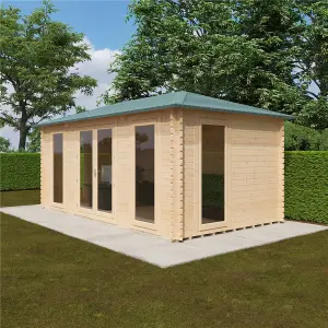 18ft x 10ft (5350mm x 2982mm) Horsforth "The Brooklyn" 44mm Log Cabin With 4 Opening Windows