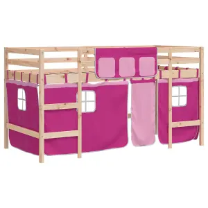 Berkfield Kids' Loft Bed with Curtains without Mattress Pink 90x190cm