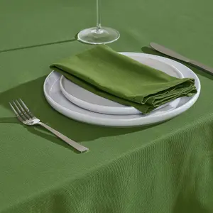 Homescapes Dark Olive Cotton Round Tablecloth 178 cm