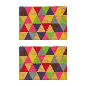 Nicola Spring - Coir Door Mats - Triangle (Set of 2) 1.6cm H x 60cm L x 40cm W