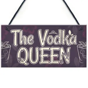 Red Ocean Vodka Queen Funny Friendship Gift Birthday Home Bar Hanging Wall Sign Plaque Gift For Her