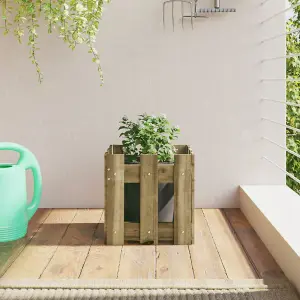 Berkfield Garden Planter with Fence Design 30x30x30 cm Impregnated Wood Pine