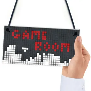 Red Ocean Game Room Sign Retro Gaming Sign Hanging Plaque For Boys Bedroom Man Cave Son Dad Gift