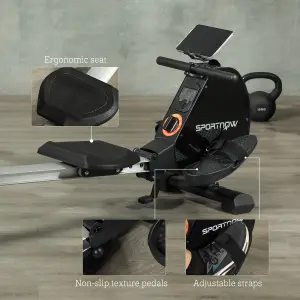 SPORTNOW Folding Magnetic Rowing Machine with Dual Aluminium Slide Rail