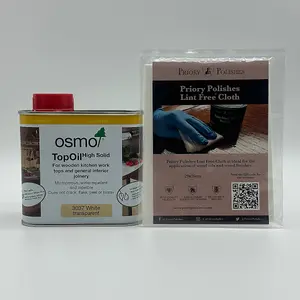 Osmo Top Oil White 500ml (3037) & Free Priory Polishes Lint Free Cloth