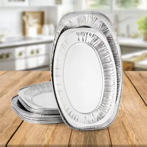 Coppice Aluminium Foil Platters for Parties, Buffets & Entertaining. 8 Large 42 x 28cm & 8 Small 35 x 24cm. Freezer & Oven Safe