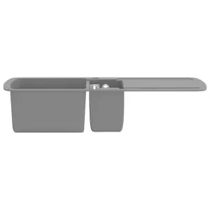 Berkfield Granite Kitchen Sink Double Basin Grey