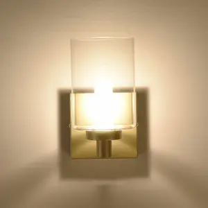 HARPER LIVING 1xG9 Wall Light, UP/Down Light with Glass Shade, Gold Finish