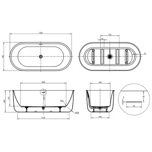 Viktor Benson Benita 1700 x 780mm Freestanding Bath