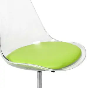 Soho Clear Plastic Dining Chair with Swivel Base Green