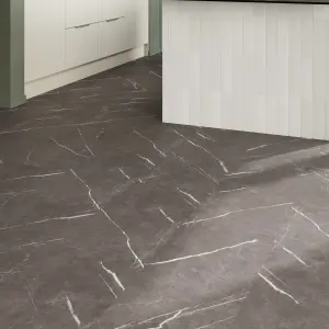 GoodHome Mambo Grey Natural Marble effect Textured Click vinyl Tile Sample