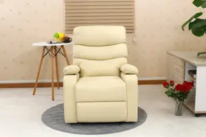 Ashby Leather Recliner Armchair Sofa Home Lounge Chair Reclining (Cream)