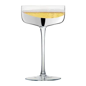 Wave Champagne Saucers (Set of 2) Clear/Silver