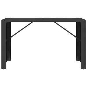 Berkfield Bar Table with Glass Top Black 185x80x110 cm Poly Rattan