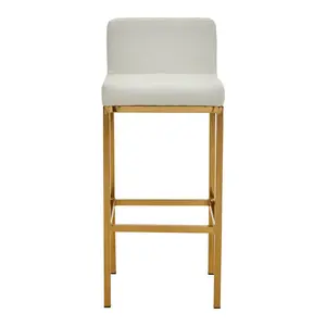 Madeline Upholstered Counter Stool with Metal Frame Gold / White