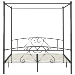 Berkfield Canopy Bed Frame Grey Metal 200x200 cm