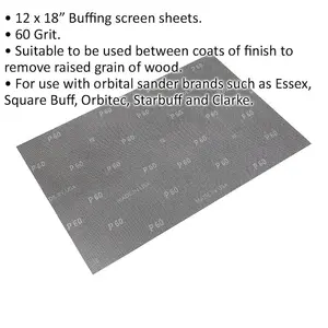 10 PACK - Mesh Orbital Screen Sheets - 12 x 18 Inch - 60 Grit - Orbital Sander