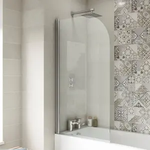 Dezine 800mm Frameless Curved Shower Bath Door - 6mm Glass