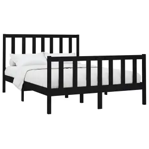 Berkfield Bed Frame Black Solid Wood Pine 150x200 cm 5FT King Size