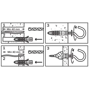 Diall Universal Grey Vine eye with wall plug (Dia)6mm (L)30mm, Pack of 4