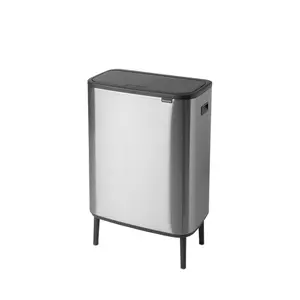 Brabantia Bo Hi 30 Litre + 30 Litre Touch Bin with Two Inner Buckets Matt Steel Fingerprint Proof