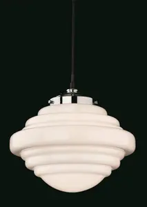 Luminosa Art 1 Light Ceiling Pendant Chrome, Opal White Glass, E27