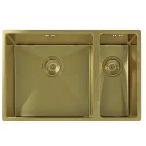 Liquida EL670BR 1.5 Bowl PVD Undermount Brushed Brass Kitchen Sink