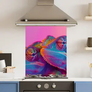 Toughened 6mm Glass Kitchen Splashback 60 x 75cm Colourful Chameleon - Polished Heat Resistant Back Splash for Cookers Hob