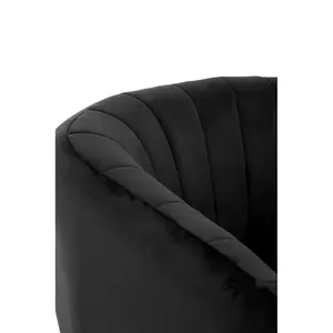 Interiors by Premier Practical Black Velvet Chair with Gold Finish Legs, Back & Armrest Dining Chair, Easy to Clean Armchair