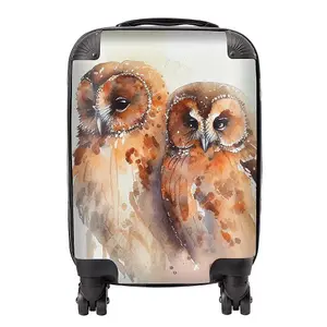 Loving Tawny Owls Watercolour Suitcase - Small