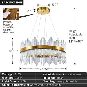 Anupama 1 - Light Unique LED Chandelier Gold / 116.8cm H x 60cm W x 60cm D