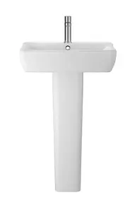 Alba Square 1 Tap Hole Ceramic Basin & Full Pedestal, 550mm - Balterley