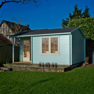 Shire Twyford 14x17 ft & 2 windows Apex Wooden Cabin with Felt tile roof - Assembly service included