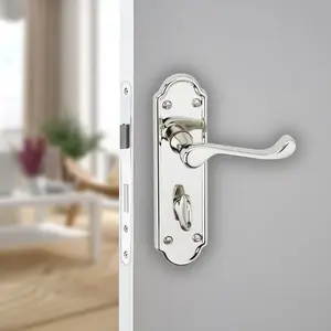 URBNLIVING 174mm Length 12 Pcs Ashworth Metal & Polished Nickel Lever Latch Bathroom Door Handle Set