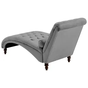 Velvet Chaise Lounge Light Grey MURET