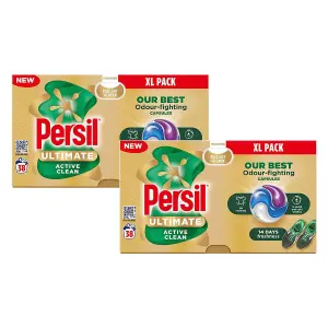 Persil XL Ultimate Washing Capsules Active Clean Stain Removal 38 Washes, 2 Pack