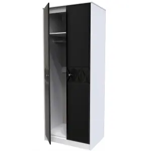 Toledo 2 Door Wardrobe in Deep Black & White (Ready Assembled)