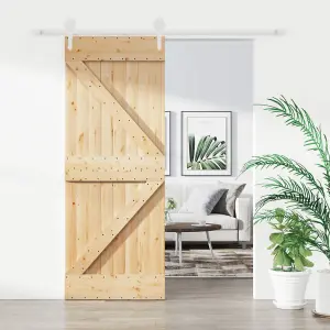 Berkfield Sliding Door with Hardware Set 80x210 cm Solid Wood Pine