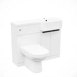 Nes Home Right Hand Freestanding Basin Vanity Unit With Black Handles, WC Unit & Toilet