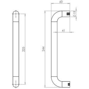 AFIT Satin Aluminium Bolt Fixed Pull Handles 225 x 19mm